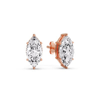 6 Prong Marquise Diamonds Solitaire Stud Earring in Basket Setting