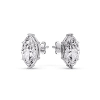 6 Prong Marquise Diamonds Solitaire Stud Earring in Basket Setting