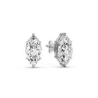 6 Prong Marquise Diamonds Solitaire Stud Earring in Basket Setting