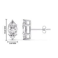 6 Prong Marquise Diamonds Solitaire Stud Earring in Basket Setting