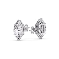 6 Prong Marquise Diamonds Solitaire Stud Earring in Basket Setting