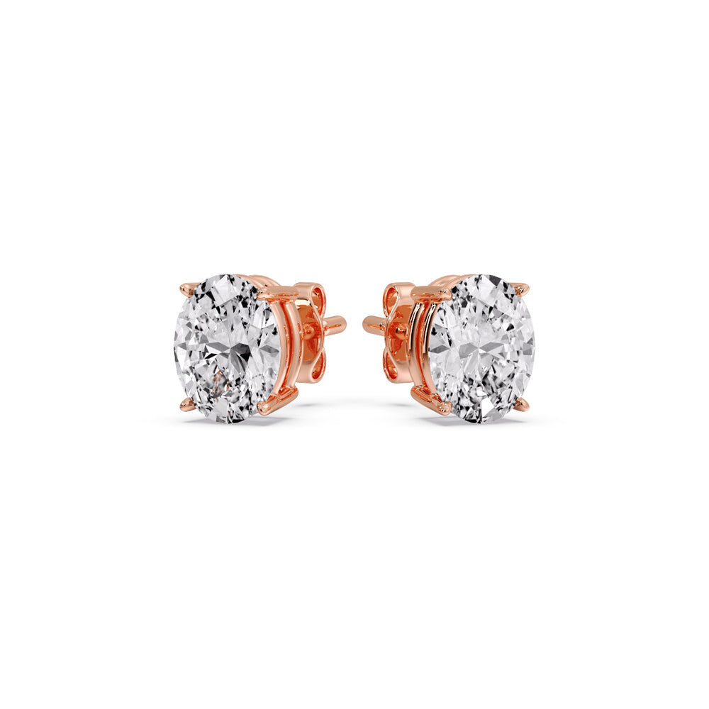 Classic Four Prong Oval Diamond Solitaire Stud Earrings (1.00 Ct - 10.00 Ct)