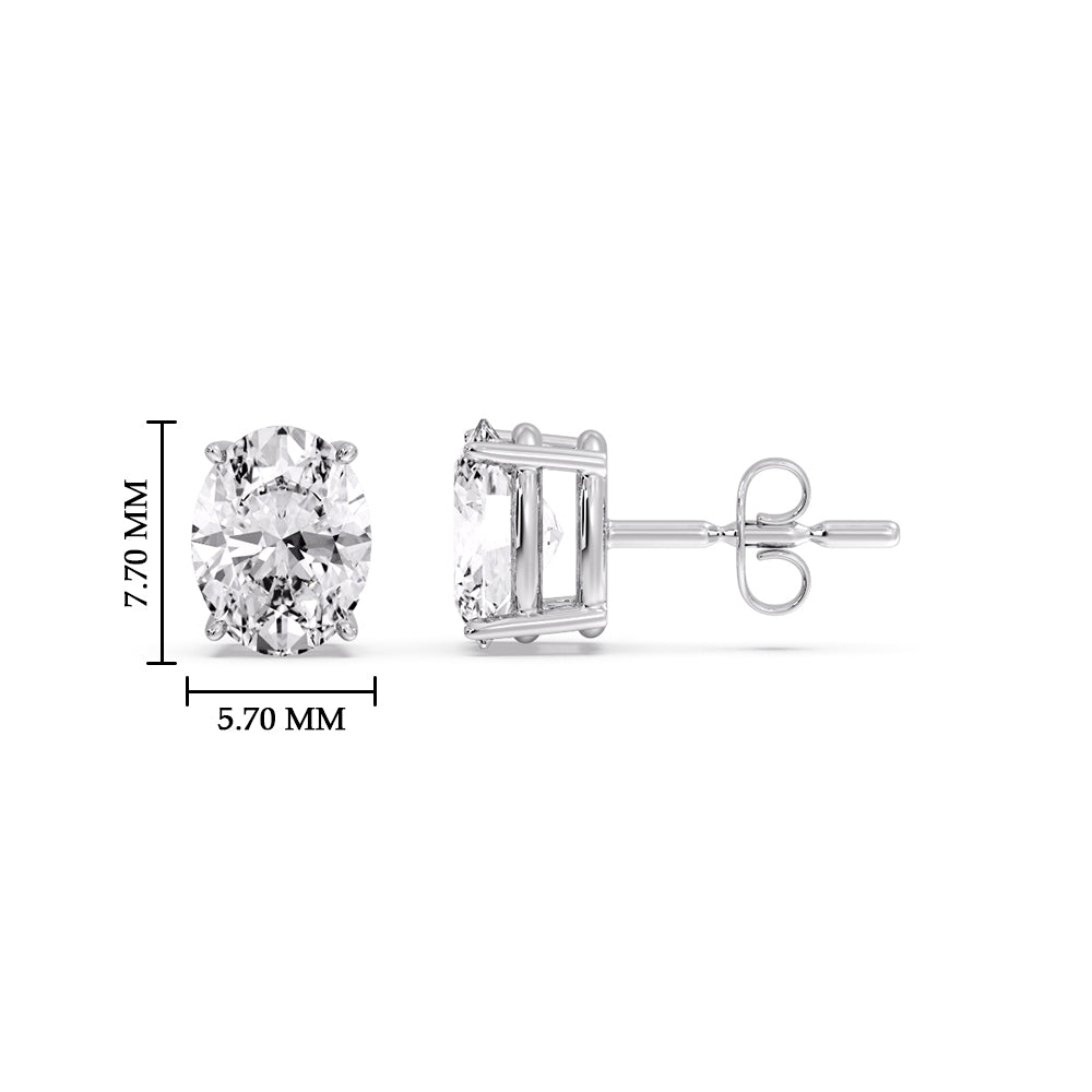 Classic Four Prong Oval Diamond Solitaire Stud Earrings (1.00 Ct - 10.00 Ct)