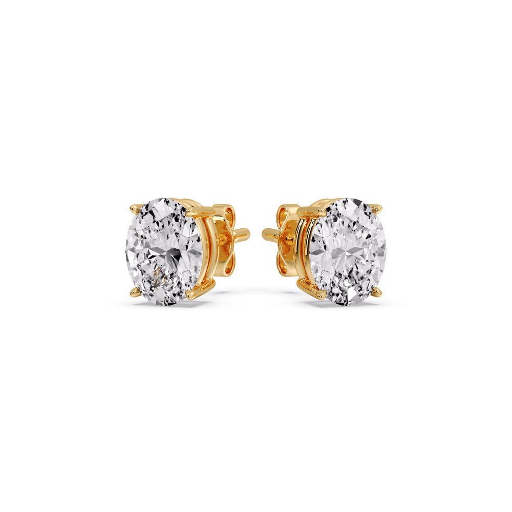 Classic Four Prong Oval Diamond Solitaire Stud Earrings (1.00 Ct - 10.00 Ct)