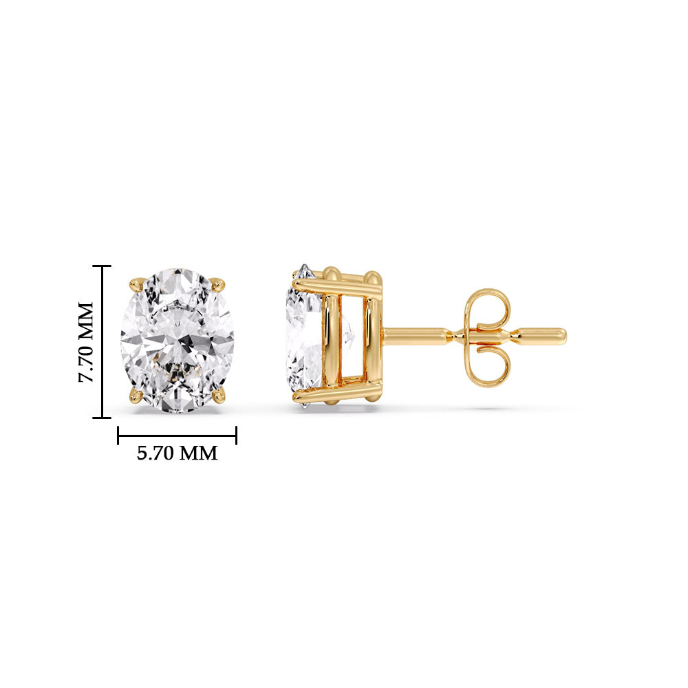 Classic Four Prong Oval Diamond Solitaire Stud Earrings (1.00 Ct - 10.00 Ct)