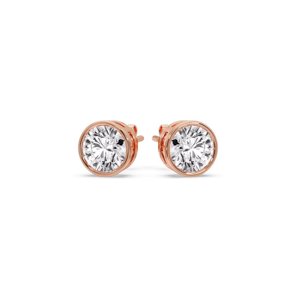 Bezel-Set Brilliant Round Diamond Solitaire Stud Earrings (1.00ct - 5.00ct)