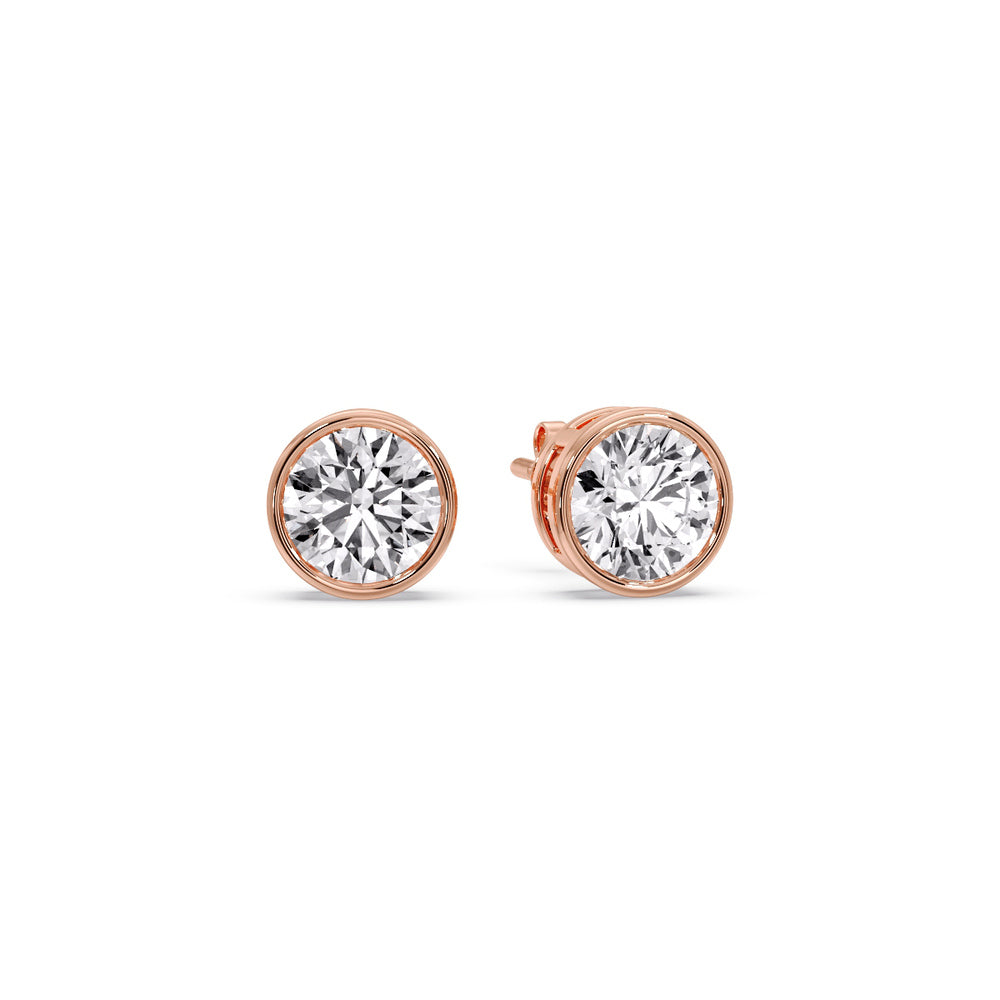 Bezel-Set Brilliant Round Diamond Solitaire Stud Earrings (1.00ct - 5.00ct)