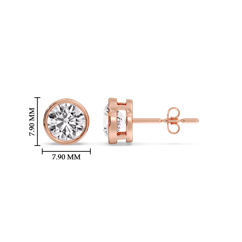 Bezel-Set Brilliant Round Diamond Solitaire Stud Earrings (1.00ct - 5.00ct)