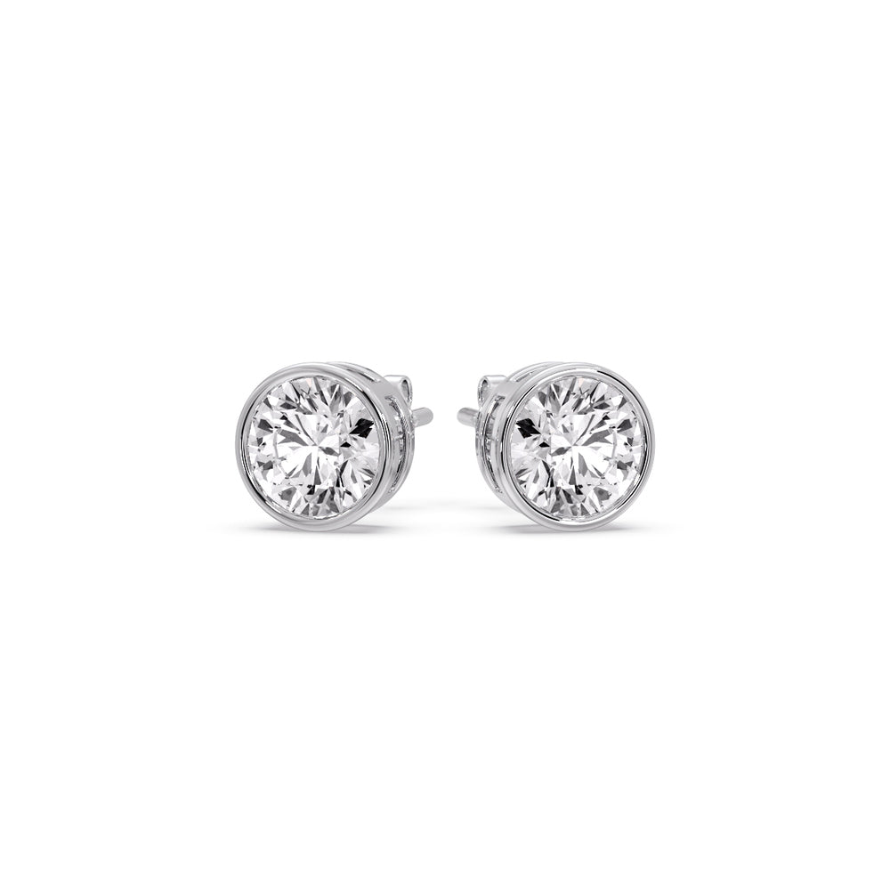 Bezel-Set Brilliant Round Diamond Solitaire Stud Earrings (1.00ct - 5.00ct)