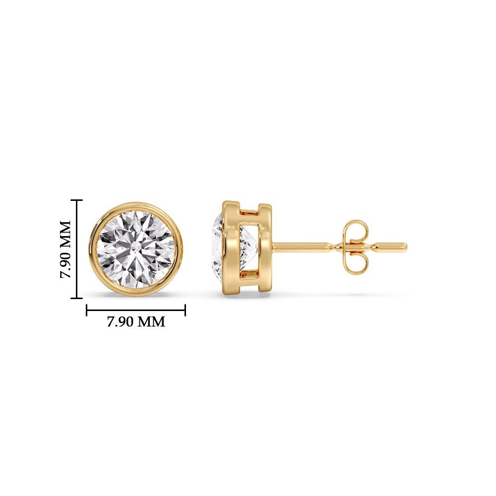 Bezel-Set Brilliant Round Diamond Solitaire Stud Earrings (1.00ct - 5.00ct)
