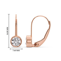 Lever Back Bezel Set Round Diamond Earrings