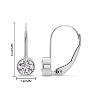 Lever Back Bezel Set Round Diamond Earrings
