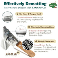 2-in-1 Cat Dematting & Deshedding Brush Undercoat Rake for Long Hair Cats