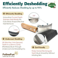 2-in-1 Cat Dematting & Deshedding Brush Undercoat Rake for Long Hair Cats
