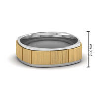 2 Tone Gold Texture Square Band Ring