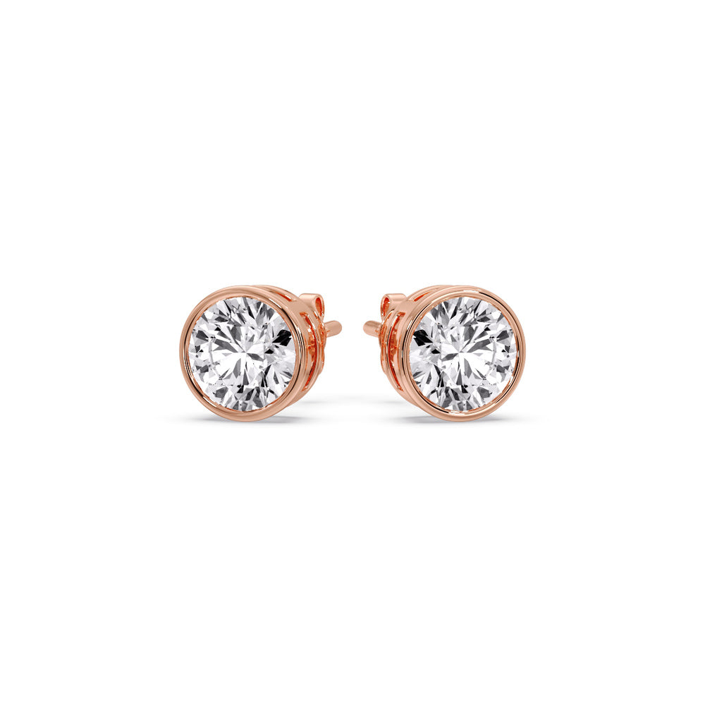 Bezel-Set Brilliant Round Diamond Solitaire Stud Earrings (1.00ct - 5.00ct)