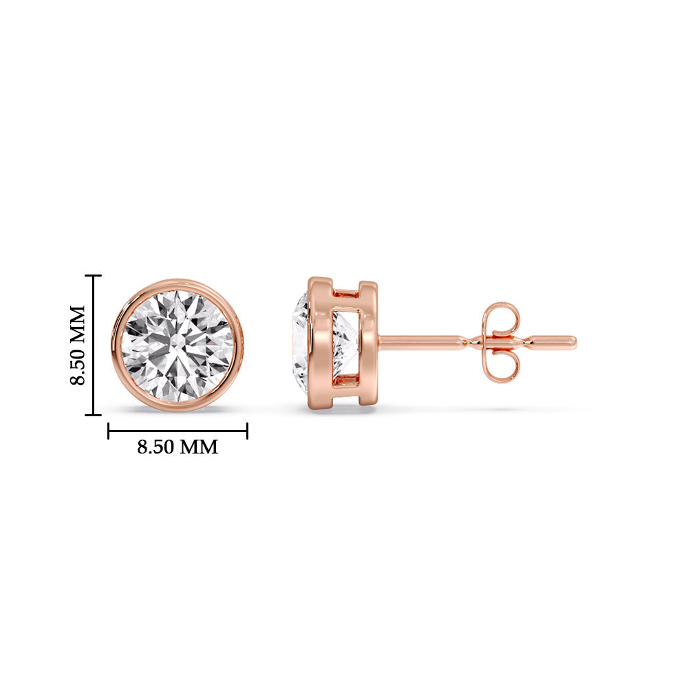 Bezel-Set Brilliant Round Diamond Solitaire Stud Earrings (1.00ct - 5.00ct)