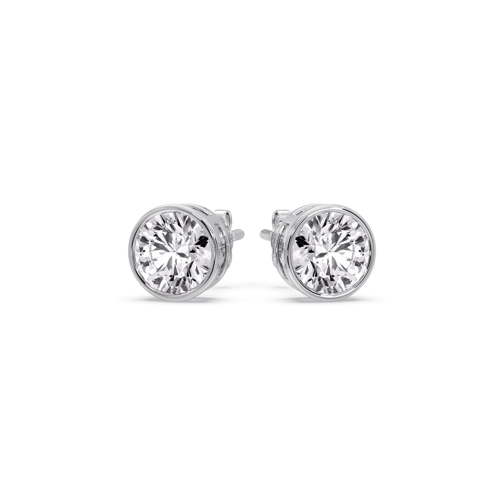 Bezel-Set Brilliant Round Diamond Solitaire Stud Earrings (1.00ct - 5.00ct)
