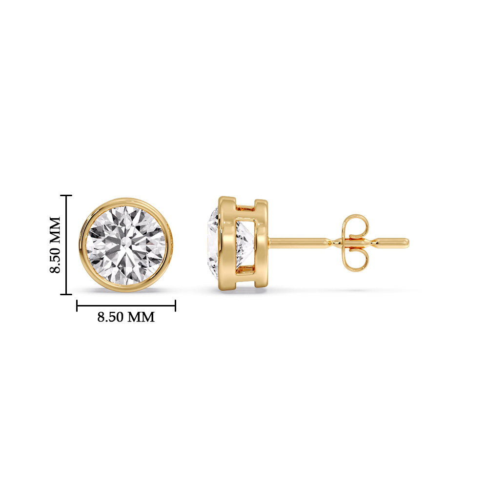 Bezel-Set Brilliant Round Diamond Solitaire Stud Earrings (1.00ct - 5.00ct)
