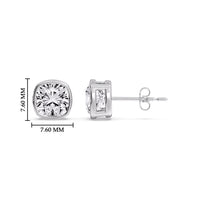 Cushion Diamond Bezel Set Solitaire Certified Stud Earrings