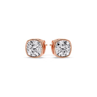 Cushion Diamond Bezel Set Solitaire Certified Stud Earrings
