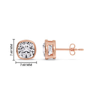 Cushion Diamond Bezel Set Solitaire Certified Stud Earrings