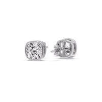Cushion Diamond Bezel Set Solitaire Certified Stud Earrings