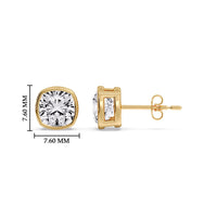 Cushion Diamond Bezel Set Solitaire Certified Stud Earrings