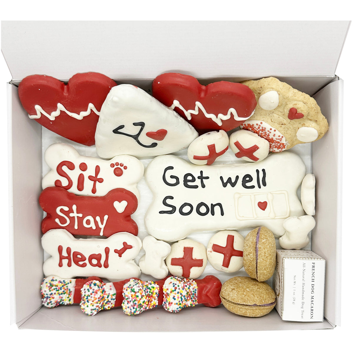 Get Well Soon Themed Dog Treats Gift Box - BIG FRENCHIES
