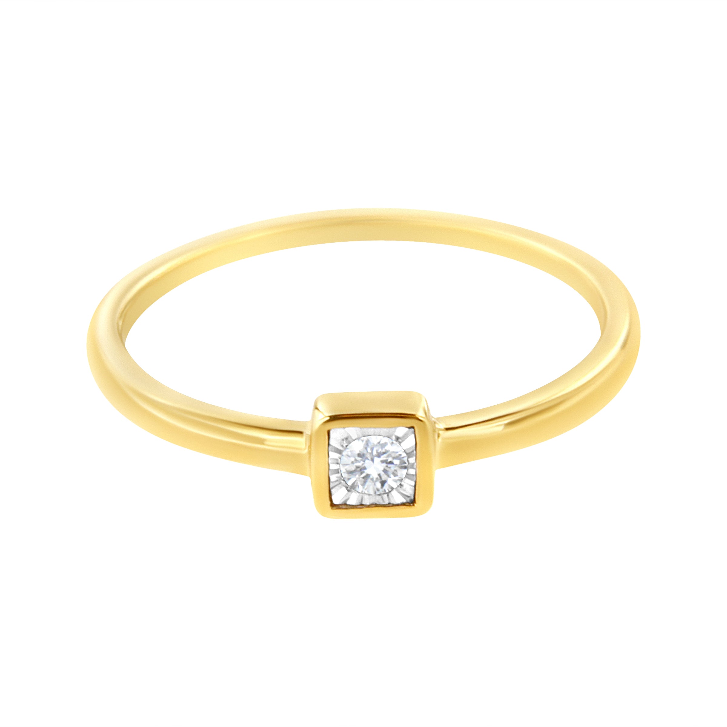 14K Yellow Gold Plated .925 Sterling Silver 1/20 cttw Miracle Set Diamond Promise Ring (J-K Color, I1-I2 Clarity) - Size 6