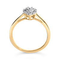 10K Yellow Gold 1/10 Cttw Diamond Heart and Halo Promise Ring