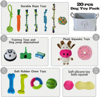 20-Piece Puppy Teething Chew Toy Set with Basket for Small & Medium Dogs - BIG FRENCHIES