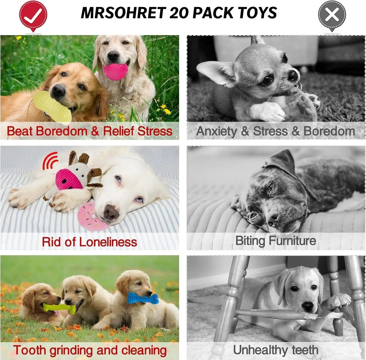 20-Piece Puppy Teething Chew Toy Set with Basket for Small & Medium Dogs - BIG FRENCHIES