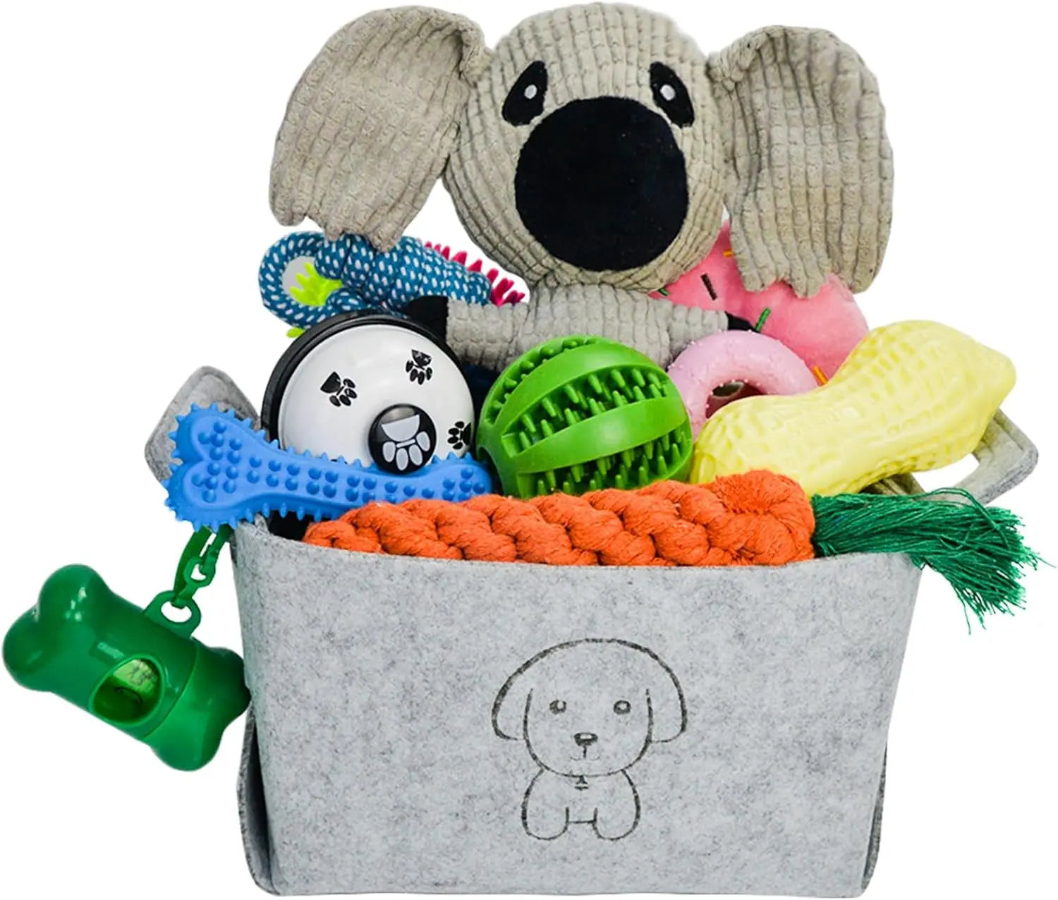 20-Piece Puppy Teething Chew Toy Set with Basket for Small & Medium Dogs - BIG FRENCHIES