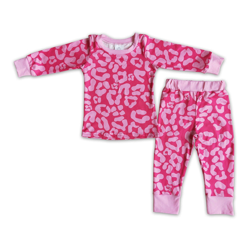 Pink leopard print baby girls valentine's day pajamas - BIG FRENCHIES