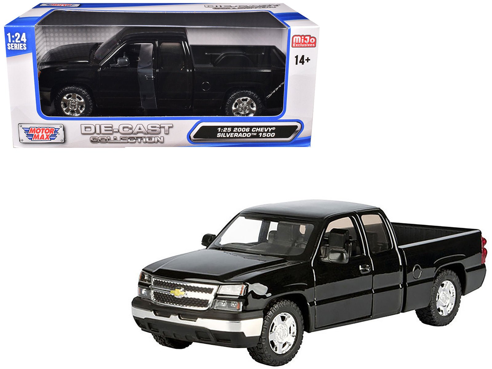 2006 Chevrolet Silverado 1500 Pickup Truck Black "Die-Cast Collection" Series 1/25 Diecast Model Car by Motormax  free shipping USA