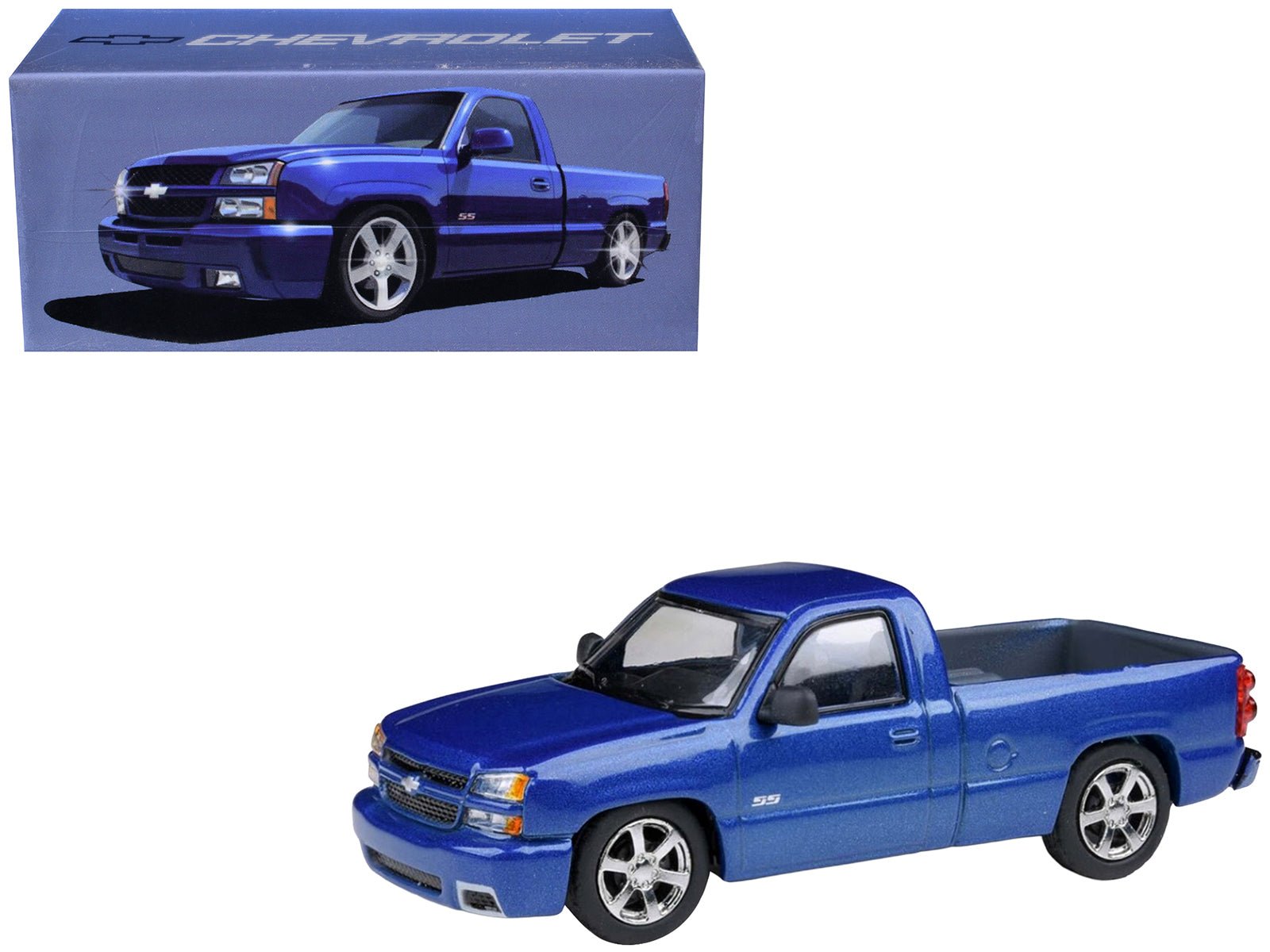 2006 Chevrolet Silverado 'Cateye' Pickup Truck Ming Blue Metallic 1/64 Diecast Model Car by Paragon Models  free shipping USA
