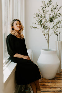 Tiered Breastfeeding Dress - Black