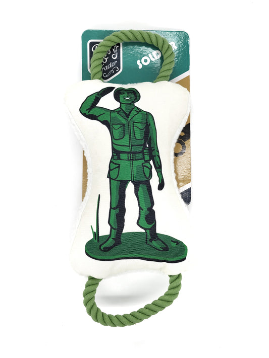 Retro Soldier with Squeaker & Crinkle Paper Plush Dog Toy - BIG FRENCHIES