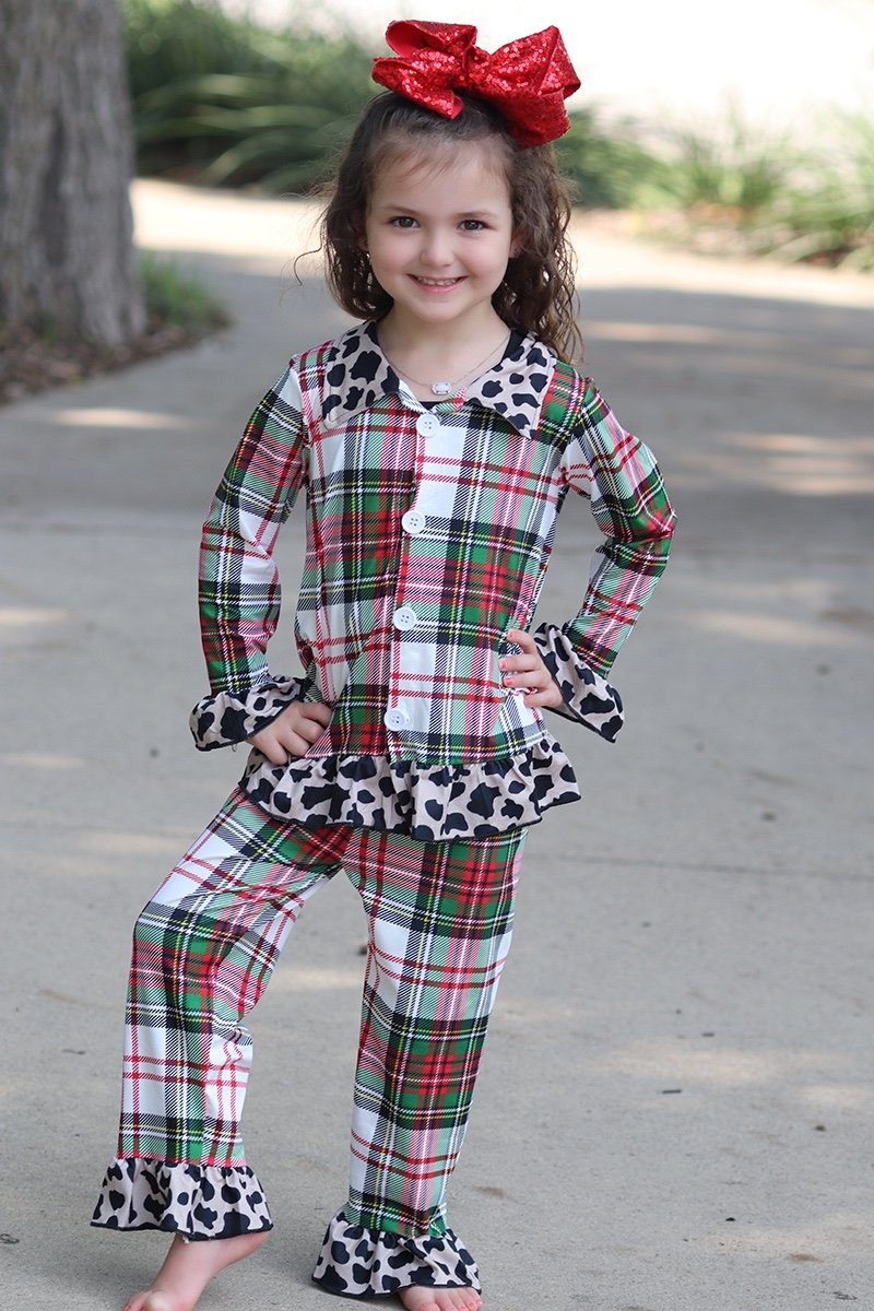 Plaid leopard pajamas Christmas sleepwear - BIG FRENCHIES