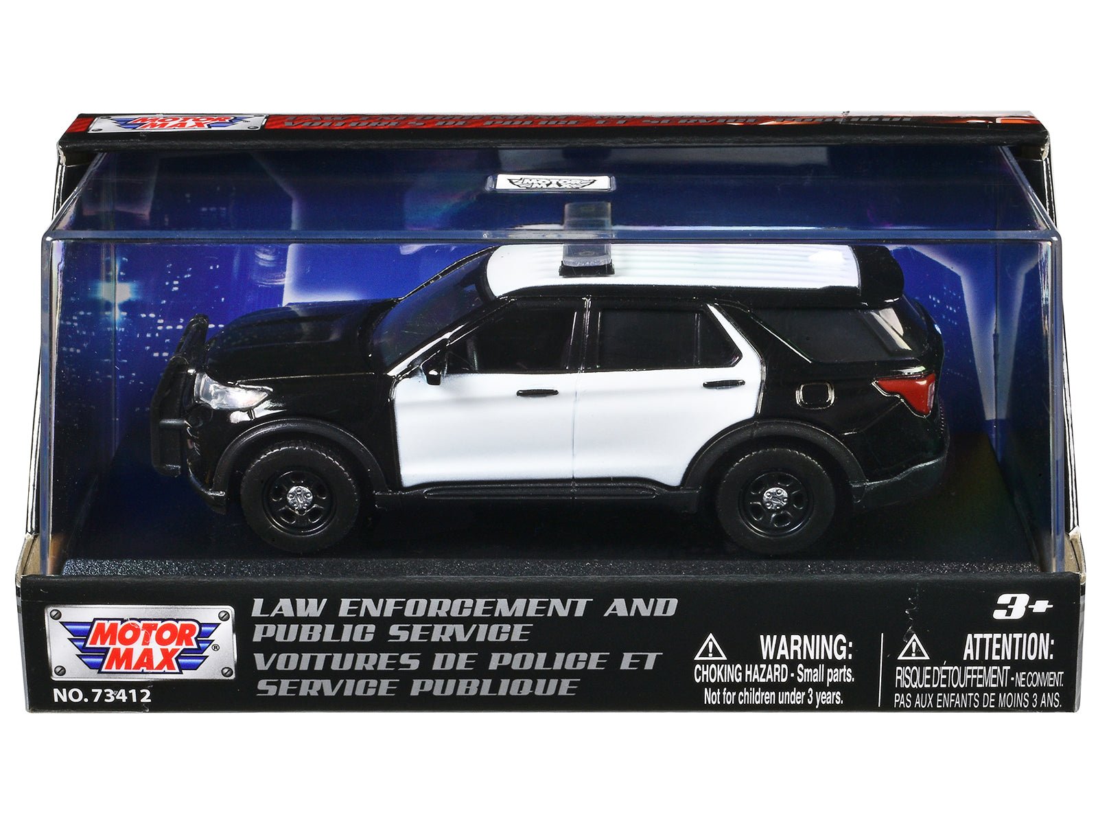 2022 Ford Police Interceptor Utility Black and White Unmarked "Law Enforcement and Public Service" Series 1/43 Diecast Model Car by Motormax  free shipping USA