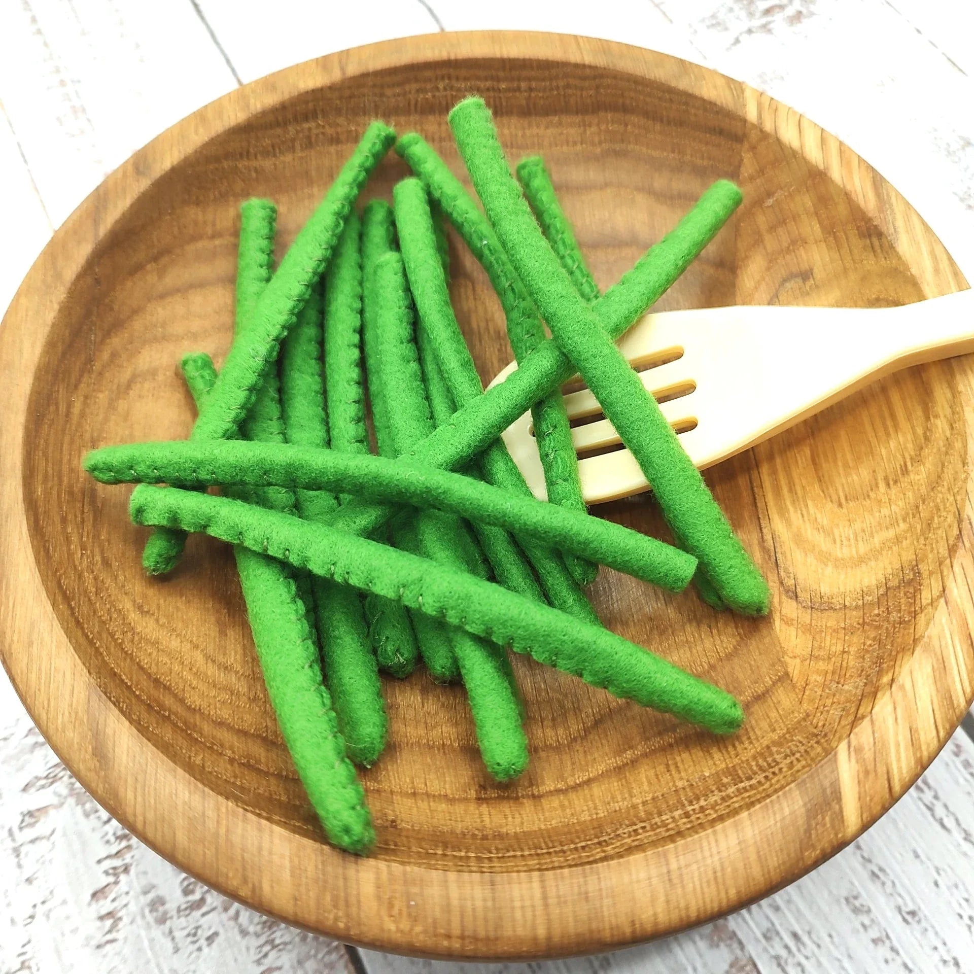 Green bean felt play food vegetable - BIG FRENCHIES