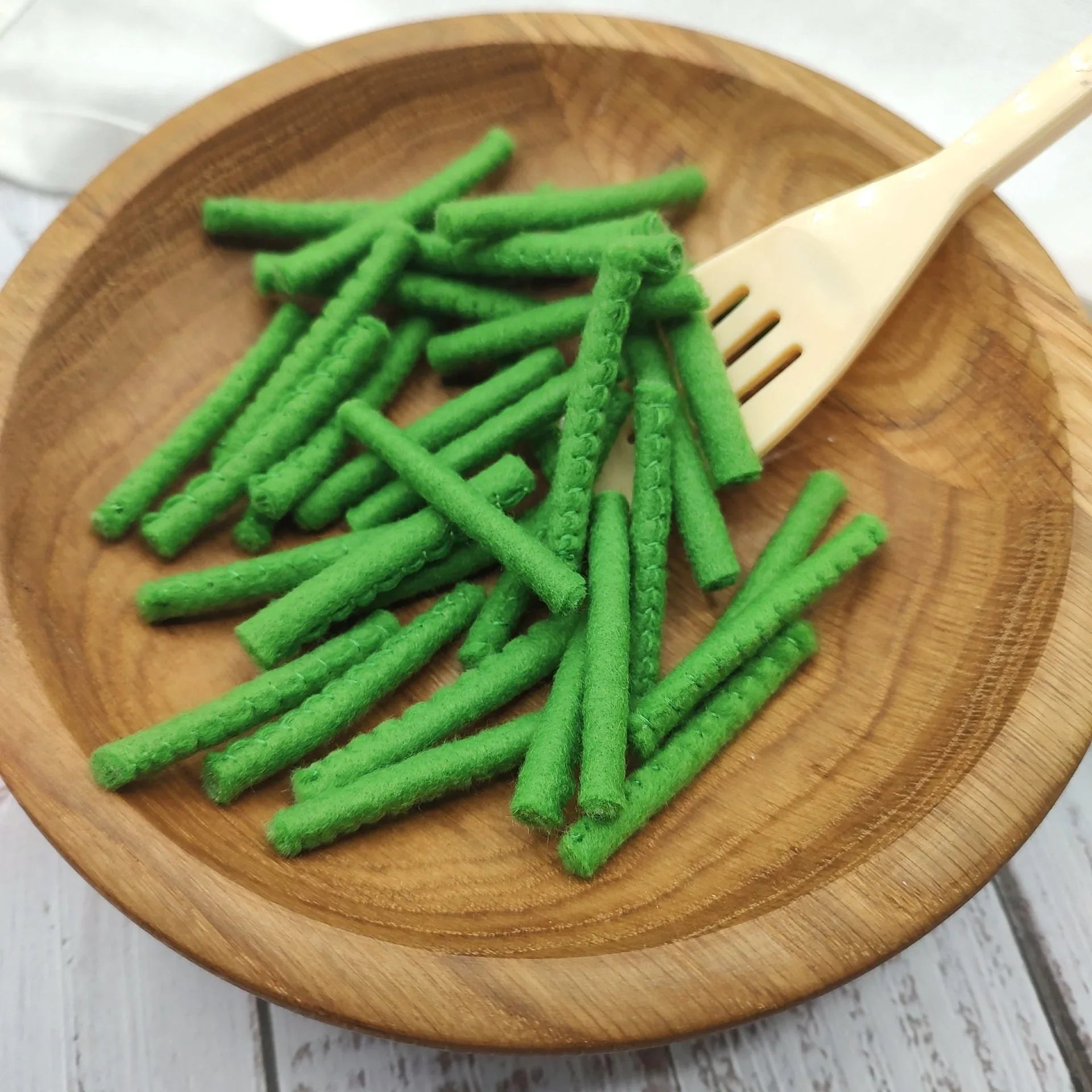 Green bean felt play food vegetable - BIG FRENCHIES