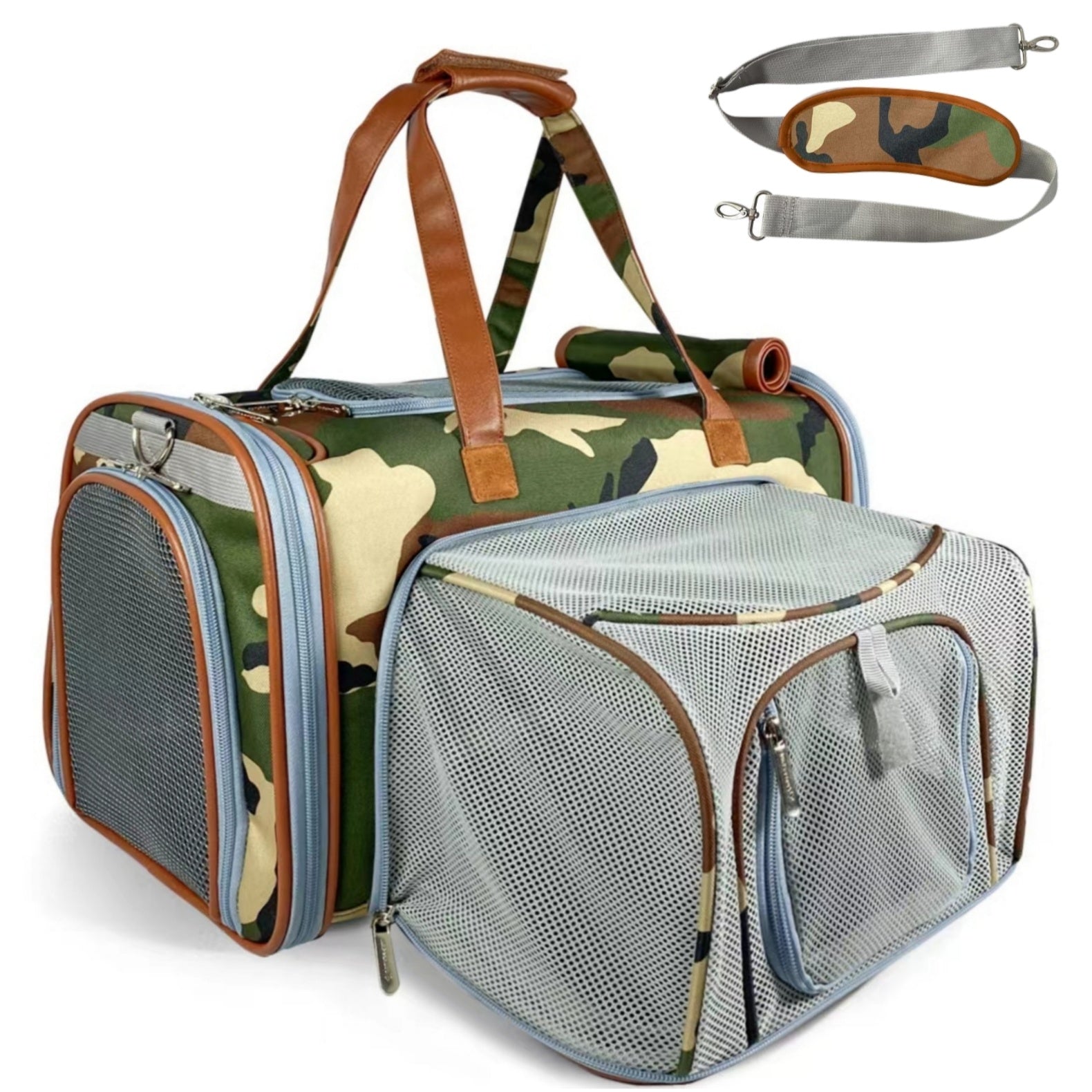 Mr. Peanut's Gold Series Standard Size Airline Compliant Expandable Pet Carrier - Prints Edition - BIG FRENCHIES