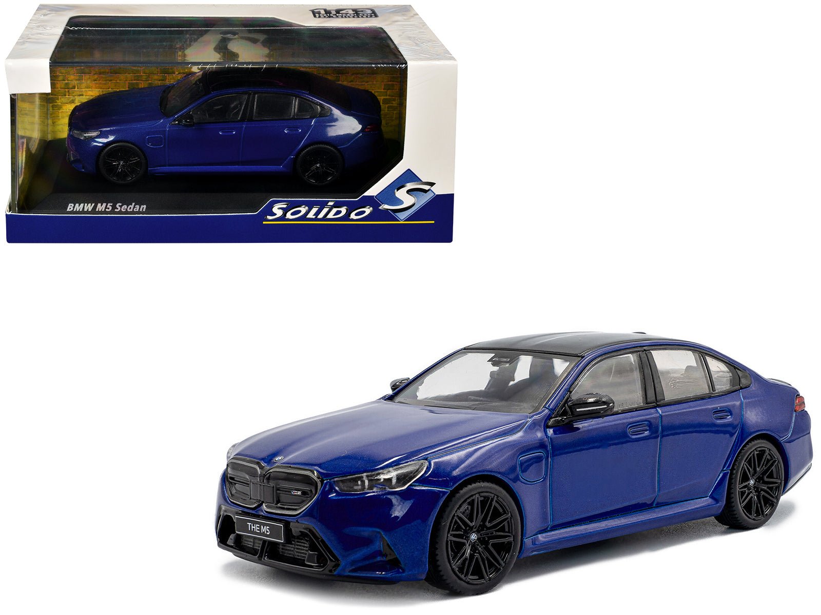 2024 BMW M5 Sedan Marina Bay Blue Metallic with Black Top 1/43 Diecast Model Car by Solido  free shipping USA
