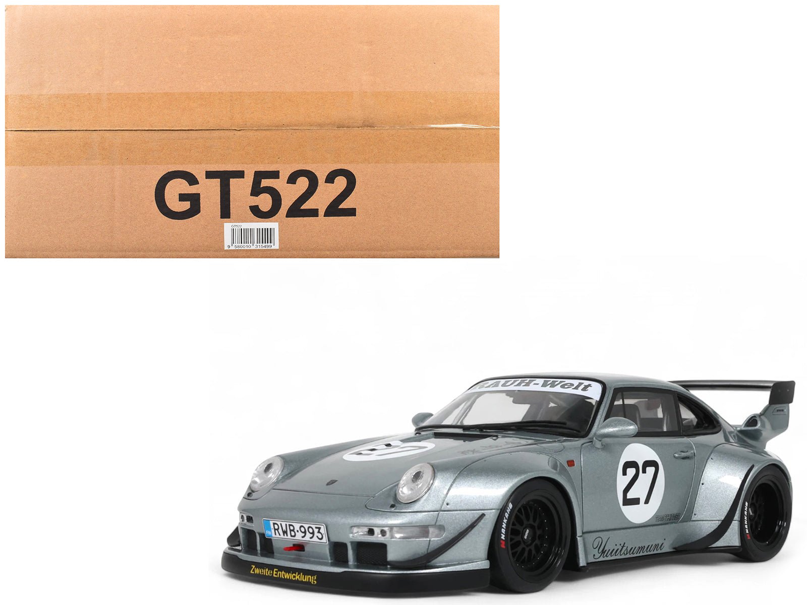2024 RWB Yuiitsumuni #27 Silver Metallic 1/18 Model Car by GT Spirit  free shipping USA