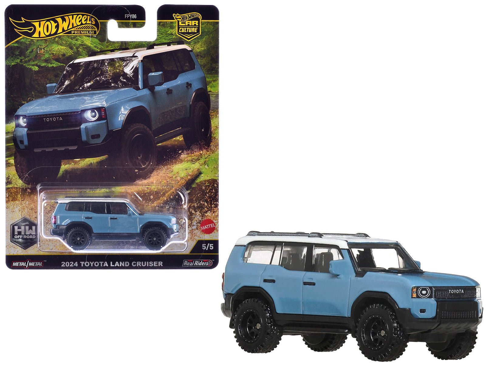 2024 Toyota Land Cruiser Blue with White Top "HW Off Road" Series Diecast Model Car by Hot Wheels  free shipping USA