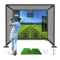 YUNIC Golf Driving Cage with Metal Frame and Simulator Impact Screen - BIG FRENCHIES
