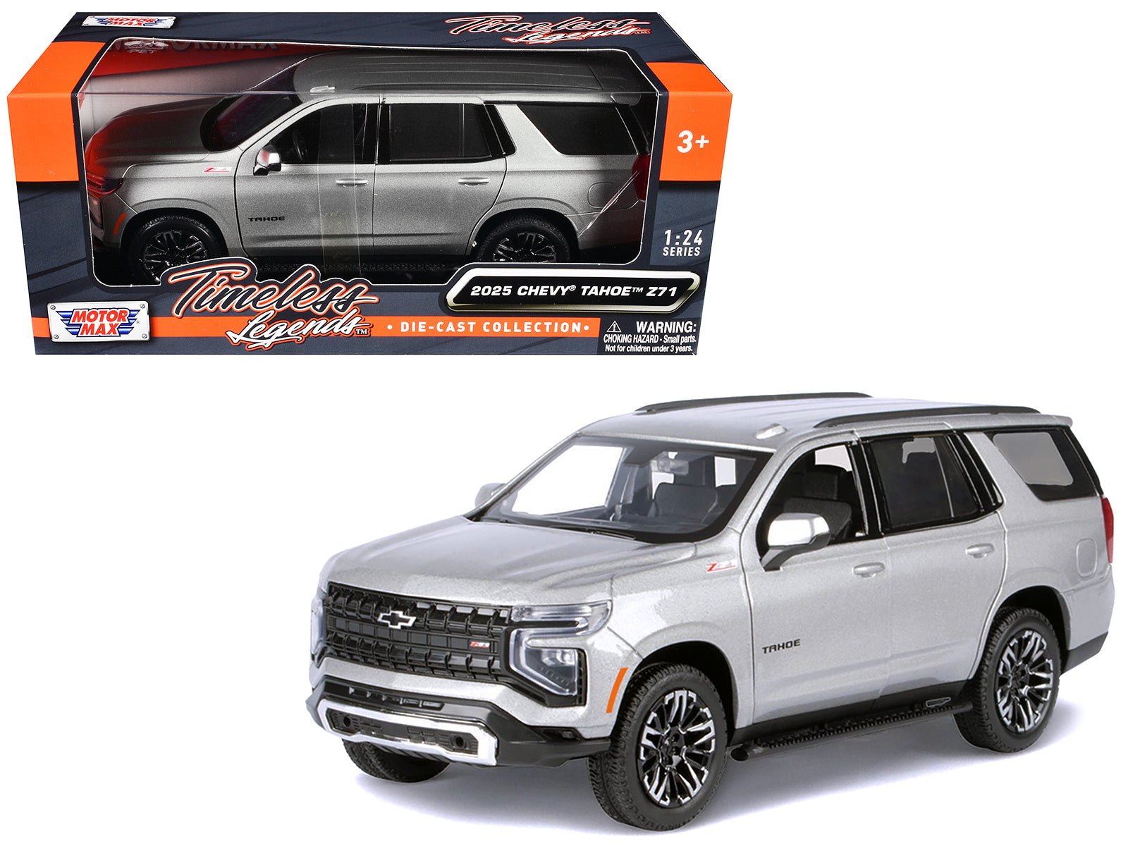 2025 Chevrolet Tahoe Z71 Gray Metallic "Timeless Legends" Series 1/24 Diecast Model Car by Motormax  free shipping USA