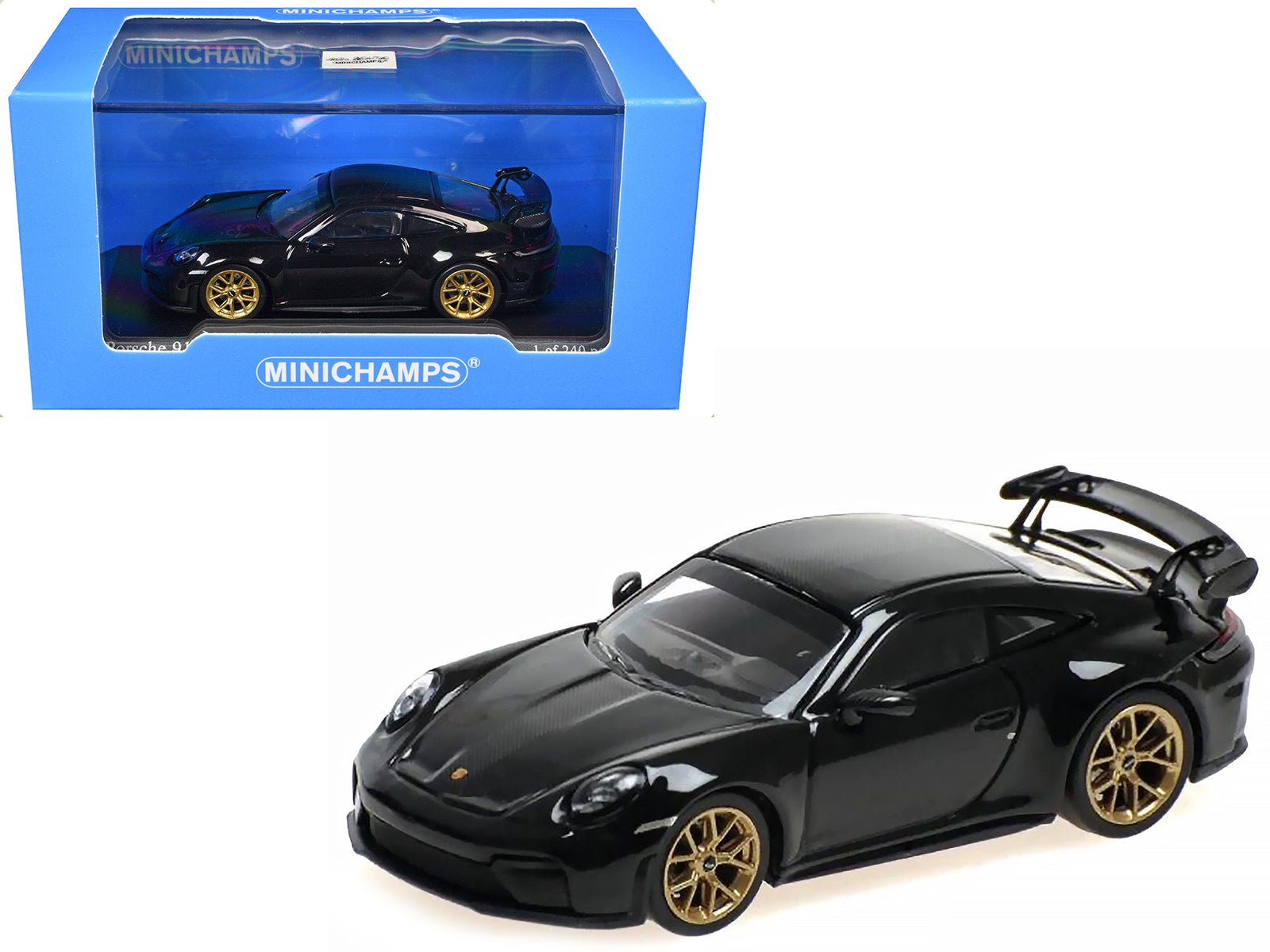 2025 Porsche 911 (992.2) GT3 Weissach Package Black with Carbon Stripe Limited Edition to 240 pieces Worldwide 1/64 Diecast Model Car by Minichamps  free shipping USA
